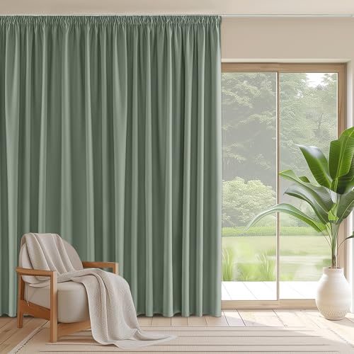 PONY DANCE Raumtrenner Vorhang für Schiene 1er Set H 260 x B 300 cm Salbeigrüne Gardine Blickdicht Kräuselband für Große Fenster Wohnzimmer/Schlafzimmer Thermovorhang gegen Hitze PONY DANCE Raumtrenner Vorhang für Schiene 1er Set H 260 x B 300 cm Salbeigrüne Gardine Blickdicht Kräuselband für Große Fenster Wohnzimmer/Schlafzimmer Thermovorhang gegen Hitze von PONY DANCE