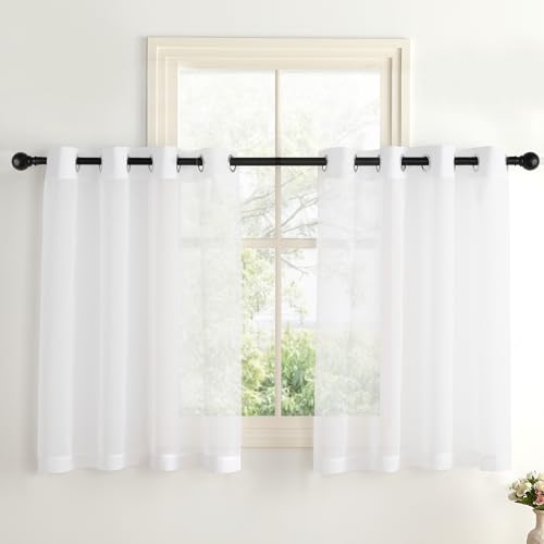 PONY DANCE Scheibengardinen 90 cm Hoch Stores Gardinen Weiss Transparent Vorhänge Weiß Durchsichtig Voile Gardine mit Ösen H 90 X B 140 cm Sheer Curtains Kurzgardine Bistrogardine 2er Set PONY DANCE Scheibengardinen 90 cm Hoch Stores Gardinen Weiss Transparent Vorhänge Weiß Durchsichtig Voile Gardine mit Ösen H 90 X B 140 cm Sheer Curtains Kurzgardine Bistrogardine 2er Set von PONY DANCE