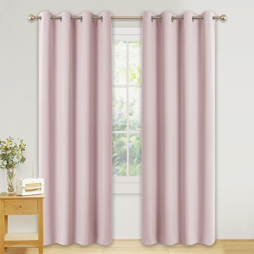PONY DANCE Vorhänge Kinderzimmer Mädchen Thermovorhang Hitzeschutz mit Ösen Gardinen Blickdicht Verdunkelungsvorhang Hellpink Ösenvorhang 2er Set H 228 x B 117 cm von PONY DANCE