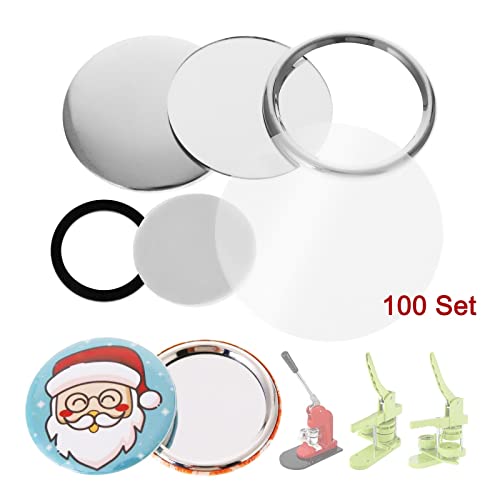 100 Sets Schlüsselanhänger Spiegel durchsichtiger Kunststoff-Handwerksknopf mit Stift 58 mm runder Knopf DIY-Handwerksteile for Knopfherstellungsmaschine,Effizient und Präzise(58mm) von POOIQX