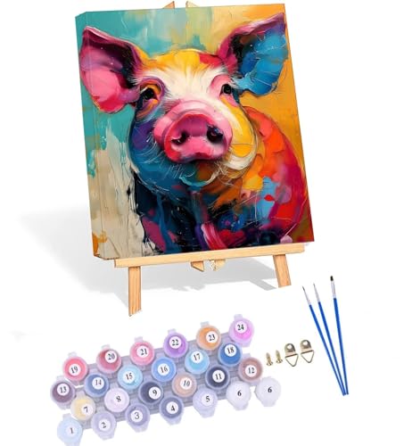 Malen Nach Zahlen Erwachsene, Tier Paint by Numbers Adult, Schwein DIY Handgemalt Ölgemälde Mit 3 - Pinseln und Acrylfarbe Knitterfreie Leinwand Kit, Wand Deko Bilder Ohne Rahmen, 40x50cm P-136 Malen Nach Zahlen Erwachsene, Tier Paint by Numbers Adult, Schwein DIY Handgemalt Ölgemälde Mit 3 - Pinseln und Acrylfarbe Knitterfreie Leinwand Kit, Wand Deko Bilder Ohne Rahmen, 40x50cm P-136 von POOJNNPP