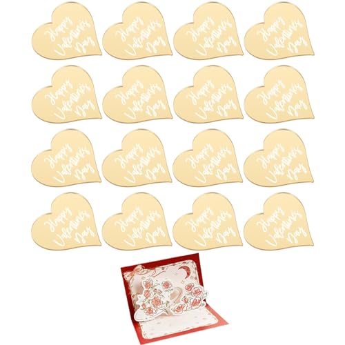 25 Stück Herz-Kuchenaufsatz aus Acryl, Happy Valentines Day Cupcake-Topper-Scheiben, Acryl-Spiegel-Herzform-Kuchenaufsatz, für Valentinstag, Hochzeit, Hochzeitstag (Size : Gold) von POOLPO
