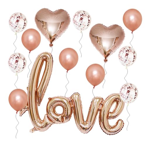 POPETPOP 1 Set Valentinstagsballons Partyzubehör Ballons Verlobung Latexballons Latexballons Hochzeitspartyballons Hochzeitsballons Goldene Hochwertige Aluminiumfolie von POPETPOP