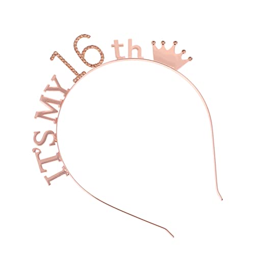 POPETPOP 1 Stück Geburtstag Stirnband Geburtstags-stirnband Roségold Haarschmuck Für Geburtstagsfeiern Geburtstagsfeier Stirnband Geburtstag Haarband Kronen Tiaras Legierung Golden von POPETPOP