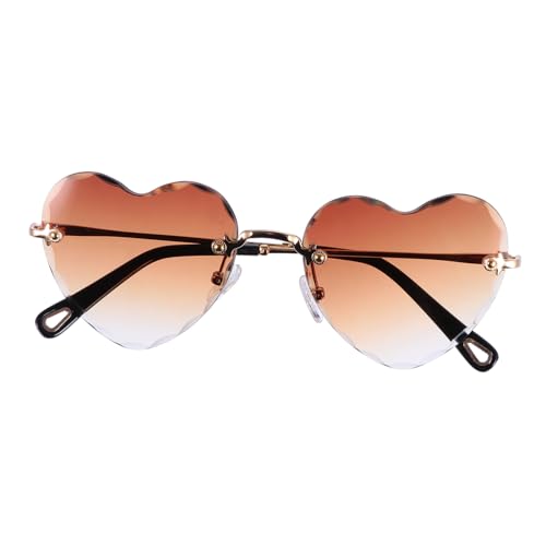 POPETPOP 1 Stück pctg ergonomische sausageparty herzenbrille besenhalter party assecoires partybrille Brille in Herzform rahmenlose Brillen geformt schnapsgläser Metall Brown von POPETPOP