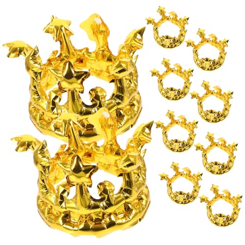 POPETPOP 10 Stück Crown Tiara Ballon Gold für Glücklich Karneval erste luftballons Partykronen aufblasbare Königskrone Aufblasbare Krone als Foto-Requisite Folienballon Aluminiumfolie POPETPOP 10 Stück Crown Tiara Ballon Gold für Glücklich Karneval erste luftballons Partykronen aufblasbare Königskrone Aufblasbare Krone als Foto-Requisite Folienballon Aluminiumfolie von POPETPOP