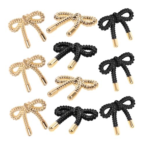 POPETPOP 10 Stück Metallknöpfe Schleifen Design Stabile DIY Strickjacken und Pulloverknöpfe in Hellgold und Schwarz Dekorative Zierknöpfe für Damenkleidung Mäntel und Hemden von POPETPOP