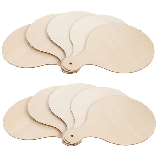 POPETPOP 10 Stück Teiliges DIY Rundes Holz Schneidebrett mit Griff Unlackiert Natürliche Holzscheiben für Basteln Bemalen Dekorieren Robust und Vielseitig für Küchenbretter von POPETPOP