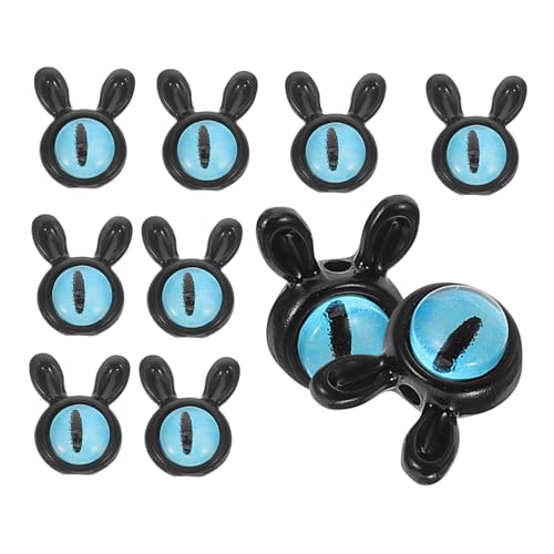 POPETPOP 10 Stück Teiliges Evil Eye Perlen mit Schwarzem Großen Augen Hasenmotiv DIY Schmuckperlen für Armbänder Halsketten Kinderfreundliche Bastelperlen für Kreative Handarbeiten von POPETPOP