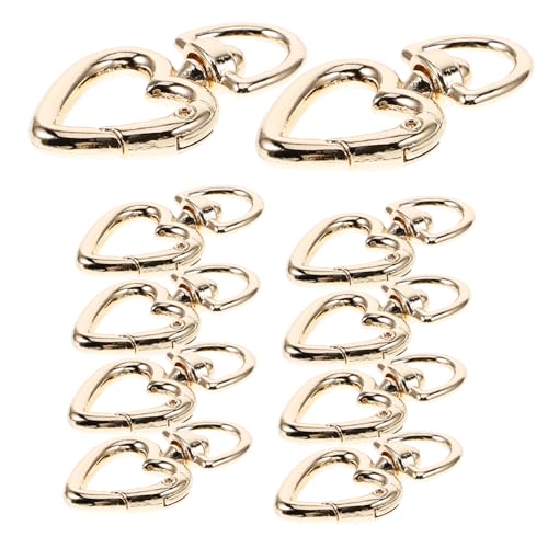 POPETPOP 10 Stück Teiliges Herzförmige D Ringe Karabiner aus Metall mit Feder Schnappverschluss Stabile DIY Schlüsselanhänger und Taschenzubehör Poliert Langlebig und Einfach zu Öffnen für von POPETPOP
