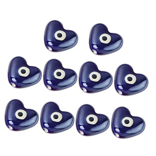 POPETPOP 10 Stück Teiliges Keramik Evil Eye Perlen mit Charmante Schmuckperlen für Armbänder Halsketten DIY Leicht Auffädelbar Vielseitig für Schmuckherstellung und Bastelprojekte von POPETPOP