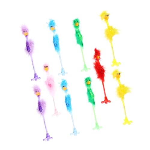 POPETPOP 10 Stück Teiliges Kugelschreiber für Schüler Lebensechte Straußfeder Designs mit Künstlicher Feder Glattes Schreiben Schreibgerät für Schule und Studium von POPETPOP