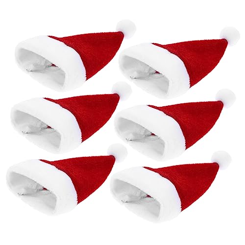 POPETPOP 10 Stück Teiliges Mini Weihnachtsmützen aus Samt Rote Weiße Lollipop Deko Wiederverwendbare Weihnachtskappen für Flaschen Süßigkeiten Partyaccessoires Festliche Tisch und von POPETPOP