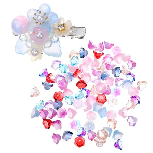POPETPOP 100Stücke Blumenperlen DIY Schmuckperlen Farbige Dekorative Glasperlen für Armbänder Ohrringe und Bastelarbeiten von POPETPOP