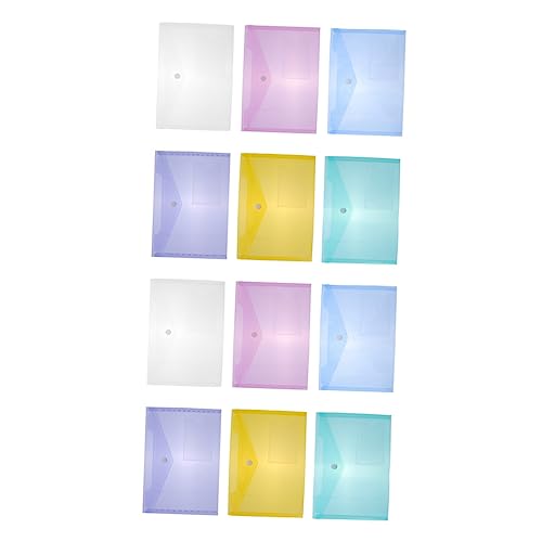 POPETPOP 12 Stück Dokumententasche Transparente Datei Ordner mit Druckknopf Praktische Büroorganisation für Dokumente Reisebedarf und Unterlagen Farben Je von POPETPOP