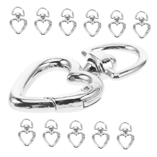 POPETPOP 12 Stück Kleine Herz Karabiner Clips Federnde Schlüsselring Verschlussklammern für DIY Projekte Modische Taschen und Schlüsselanhänger Accessoires Silberfarbene Multifunktionale von POPETPOP