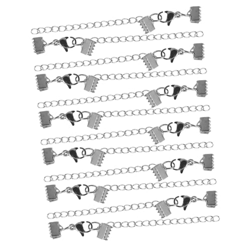 POPETPOP 12 Stück Teiliges Edelstahl Bandklemmen für Schmuckherstellung Korrosionsbeständige Crimp Enden für Armband und Halsketten DIY Vielseitig Kompatibel mit Bändern und Ketten von POPETPOP