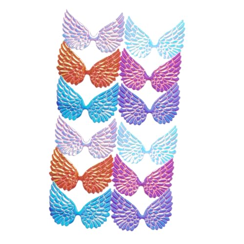 POPETPOP 12 Stück Teiliges Schillernde Engelsflügel Patches für DIY Haar und Bastelaccessoires Kreative Engelsflügel Applikationen in Weiß Gold Blauweiß für Kostüme und Geschenkideen von POPETPOP