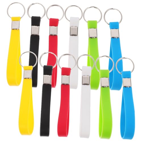 POPETPOP 12 Stück Teiliges Silikon Schlüsselanhänger Armband Buntes Verlängertes Handgelenkband Vielseitig Einsetzbar für Schlüssel Karten als für Familie Alltag und Reisen von POPETPOP