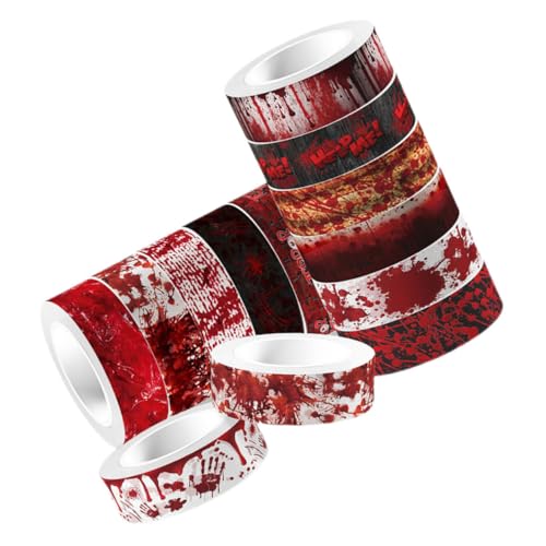 POPETPOP 12Rollen Halloween Washi Tape Gruseliges Klebeband für DIY Bastelprojekte Scrapbooking und Journaling mit Attraktiven Halloween Mustern zum Dekorieren von Planern von POPETPOP