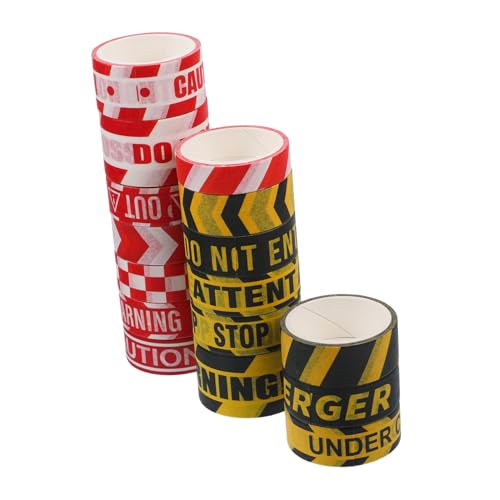 POPETPOP 16 Rollen Dekoratives Washi Tape im Warnstil Vielseitiges DIY Klebeband für Scrapbooking Journaling und Bastelprojekte Leicht Abreißbar Rückstandslos Entfernbar von POPETPOP