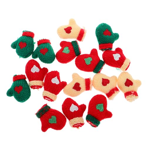 POPETPOP 16 Stück Teiliges Miniatur Strickhandschuhe in Rot Grün Dekorative Weihnachts Handschuhe aus Weichem Strickstoff für DIY Christbaumschmuck und Bastelprojekte von POPETPOP