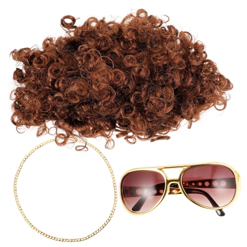 POPETPOP 1Satz Jahre Kostümset mit Perücke Sonnenbrille und Goldkette für Disco Accessoires für Cosplay und Partys Unisex für Erwachsene und Jugendliche POPETPOP 1Satz Jahre Kostümset mit Perücke Sonnenbrille und Goldkette für Disco Accessoires für Cosplay und Partys Unisex für Erwachsene und Jugendliche von POPETPOP