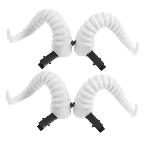 POPETPOP 2 Paare Weiße Cosplay Haarclips mit Schafhörnern Halloween Teufelshorn Haarnadeln Einfach Anzubringende Party Kostüm Accessoires für Damen und Herren von POPETPOP