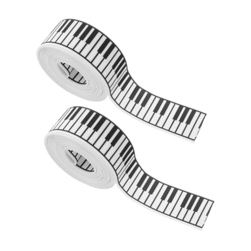 POPETPOP 2 Rollen Musikhandwerksband Geschenkband als Musterband bedrucktes Band Partyband Verpackungsband DIY-Band basteln Geburtstagsband Bauernband Polyester von POPETPOP