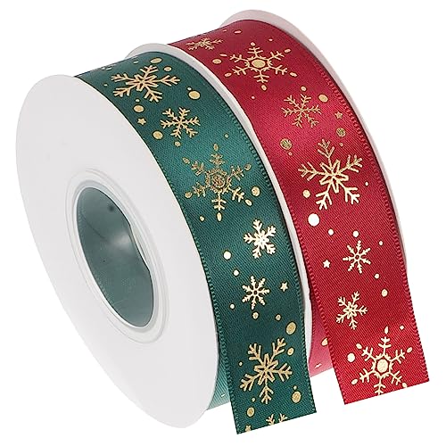 POPETPOP 2 Rollen Weihnachtsbänder Geschenkband für Geschenkverpackung und DIY Dekoration Strapazierfähige Polyester Bänder mit Schneeflocken Grün für Weihnachtsgeschenke Party und POPETPOP 2 Rollen Weihnachtsbänder Geschenkband für Geschenkverpackung und DIY Dekoration Strapazierfähige Polyester Bänder mit Schneeflocken Grün für Weihnachtsgeschenke Party und von POPETPOP