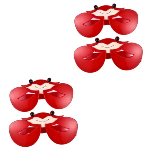 POPETPOP 2 Sätze Krabbengläser Lustige Krabbenbrille Stütze Funky Tropische Kostümrequisiten Tropische Brille Verrückt Luau-party- Bunt Tierische Brillen Rot Plastik 2 Stück * 2 von POPETPOP