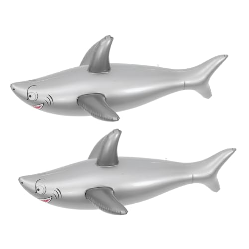 POPETPOP 2 Stück Aufblasbares Hai- outdoor interaktives Strandparty-Dekoration Dekorationen schwimmt Aufblasbare Hai-Dekoration Hai-Schwimmbecken PVC Grey von POPETPOP
