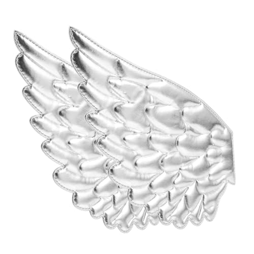 POPETPOP 2 Stück Engelsflügel Zubehör Flügelfleck Jeansflecken Engel Wings Kleidung Patches Taschenreihe geprägte Flügelkleidung Applikation Engel Patches Polyester Silver von POPETPOP