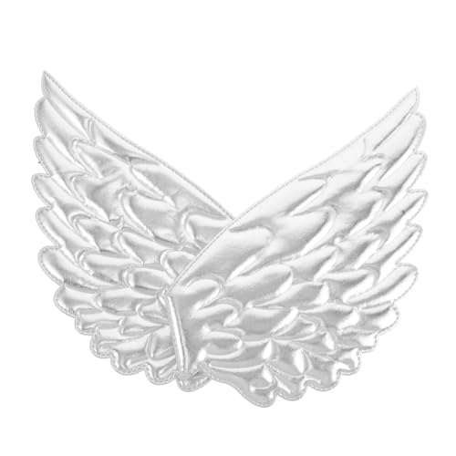 POPETPOP 2 Stück Engelsflügel Zubehör Flügelform Stoff Patch dekorative Reparaturflicken goldene Engelsflügel Engelsflügel-Verzierung Engelsflügelgäste Patch Schwamm Silver von POPETPOP