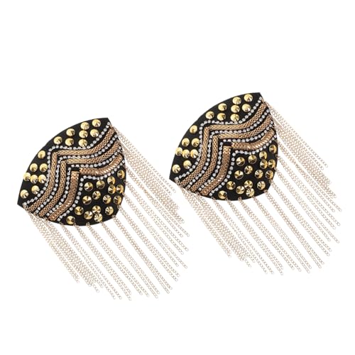POPETPOP 2 Stück Goldfarbene Quasten Schulterklappen mit Ketten Handgefertigte Epauletten für Damen und Herren Klassische Schmuck Schulterdekoration für Festliche und Outfits von POPETPOP