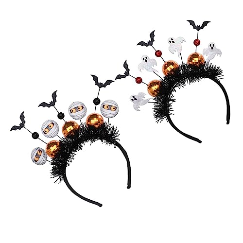 POPETPOP 2 Stück Halloween Stirnband Damen Karneval Kopfschmuck mit Bat und Designs für Party Cosplay und Festival Bequem und Rutschfest für Kostüm und Fotorequisiten von POPETPOP