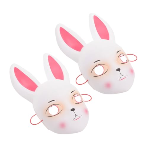 POPETPOP 2 Stück Hasenmaske Hase Gesichtsmaske -Cosplay-Maske Osterparteiprop Cosplay-Partymaske Kaninchen-Gesichtsmaske Tier-Maskerade-Maske Osterparty-Maske Plastik Weiß von POPETPOP