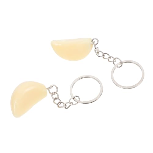 POPETPOP 2 Stück Knoblauchmodell gefälschter Knoblauch Knoblauch-Schlüsselanhänger Mini-Food-Schlüsselanhänger Knoblauchschlüsselanhänger künstlicher Knoblauch PVC von POPETPOP