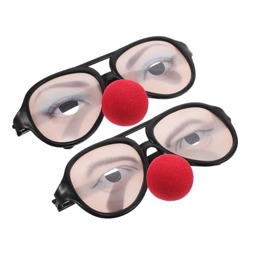 POPETPOP 2 Stück Lustige Tricky Brillen mit Verrücktem Prank Design für Halloween Party Karneval Fasching Unisex Spaßbrille mit Auffälligem Muster und Bequemem Langlebigem Material von POPETPOP