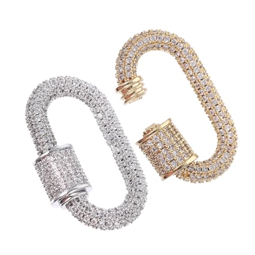 POPETPOP 2 Stück Schmuck Schraubverschluss aus Kupfer mit Zirkonia Langlebiger Karabiner Anhänger Vielseitiger DIY Halsketten und Armbandverbinder in Gold und Silber Sichere POPETPOP 2 Stück Schmuck Schraubverschluss aus Kupfer mit Zirkonia Langlebiger Karabiner Anhänger Vielseitiger DIY Halsketten und Armbandverbinder in Gold und Silber Sichere von POPETPOP