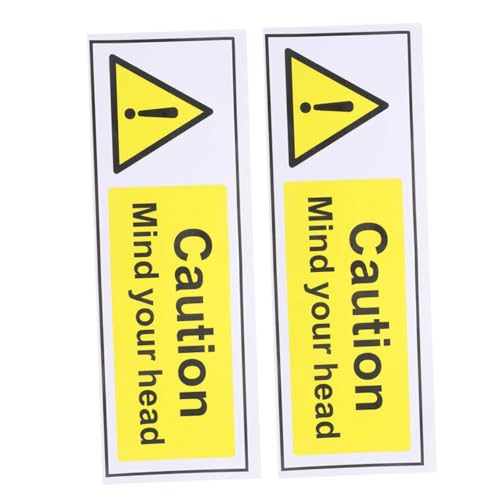 POPETPOP 2 Stück Selbstklebende Sicherheitsetiketten aus PP Synthetikpapier Ölbeständig Langlebige Warnaufkleber Watch Your Head für Industrie Krankenhäuser von POPETPOP