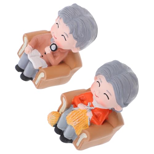 POPETPOP 2 Stück Teiliges Resin Großeltern Figuren Liebevolles Älteres Miniatur Hochzeitstorten Dekoration Kuchenaufsatz Romantische Home Decor Geburtstagsfeier Zubehör von POPETPOP