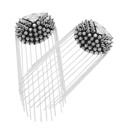 POPETPOP 2 Stück Vintage Metall Schulterepauletten mit Quasten und Nieten Dekorative Punk Epaulets Applikationen für Kostüm Bühnenoutfit und Kleidung Silberfarbene Schmuck Accessoires POPETPOP 2 Stück Vintage Metall Schulterepauletten mit Quasten und Nieten Dekorative Punk Epaulets Applikationen für Kostüm Bühnenoutfit und Kleidung Silberfarbene Schmuck Accessoires von POPETPOP
