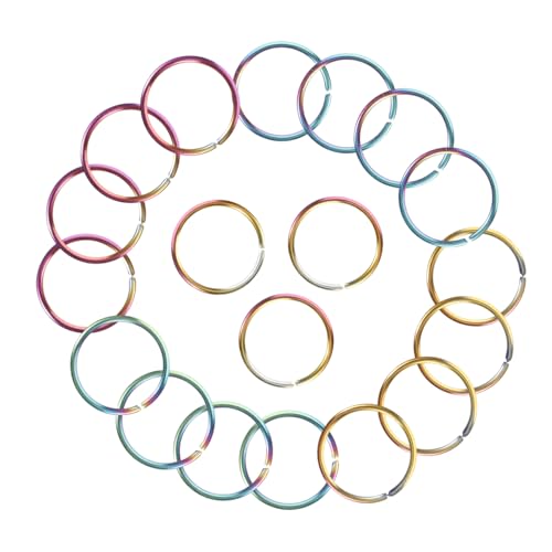 POPETPOP 20 Stück Bunte Edelstahl Schlüsselringe O Ringe DIY Schlüsselanhänger Ringe für Handwerk Schlüssel Organizer Zubehör von POPETPOP