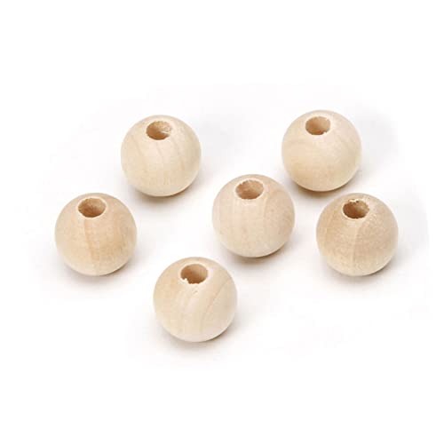 POPETPOP 20 Stück Teiliges Holzperlen Naturfarben Runde Schmuckperlen zum Auffädeln Kreative DIY Bastelperlen für Armbänder Halsketten und Heimdekorationen von POPETPOP