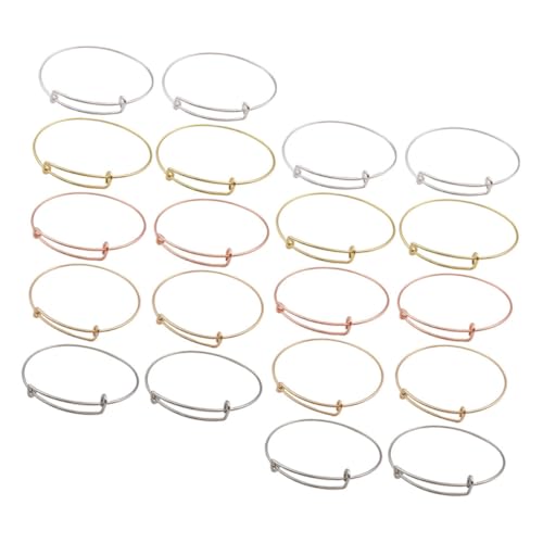 POPETPOP 20 Stück Teiliges Verstellbares Draht Armreif aus Leere DIY Bangle Armbänder zum Schmuck Selbermachen Erweiterbare Komfortable Blanko Armreifen in Fünf Farben für Damen von POPETPOP