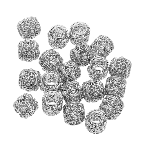 POPETPOP 20 Stück Teiliges Vintage Perlen Silberfarbene Filigrane Spacer Perlen für DIY Schmuckherstellung Ethnischer Stil Zarte Hohlblumen Designs zum Auffädeln und Basteln von Armbändern von POPETPOP