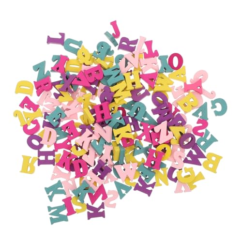 POPETPOP 200 Stück Bunte Holzbuchstaben DIY aus Robusten Holzscheiben für Basteln und Dekoration Leichte Holzstücke in Pastellfarben für Kreative Handarbeiten und Vorschulbildung von POPETPOP