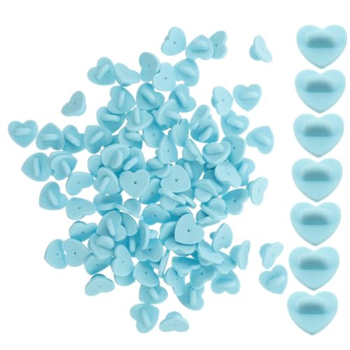 POPETPOP 200 Stück Herzförmige Gummi Pin Verschlüsse Sicherer Verschluss für Emaille Anstecknadeln Ersatz Pin Halter für DIY Basteln Praktisch für Abzeichen Hochzeit Party und Alltag von POPETPOP