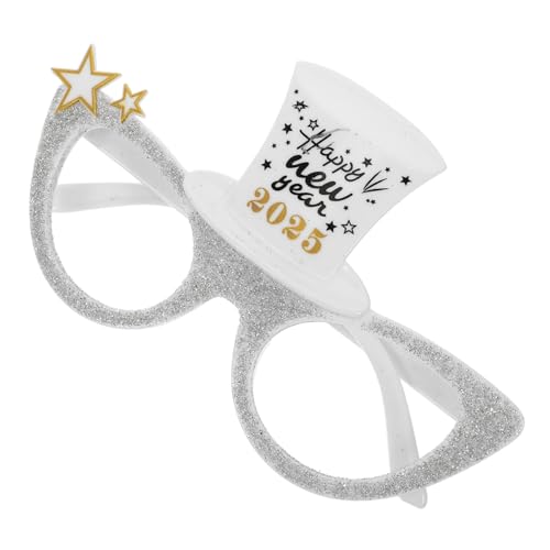 POPETPOP 2025 Lustige Partybrille Neujahrsparty-brillen Spaß Silvester Brille Geformt Für Jahresfeier Lustige Neujahrsbrille Neujahrs- Silvesterpartybrille Randlos Stk Silver von POPETPOP